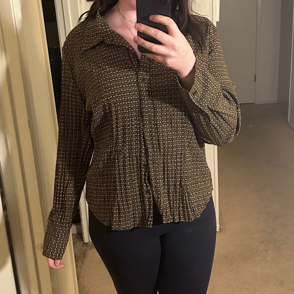Women's Brown Button-Up Top